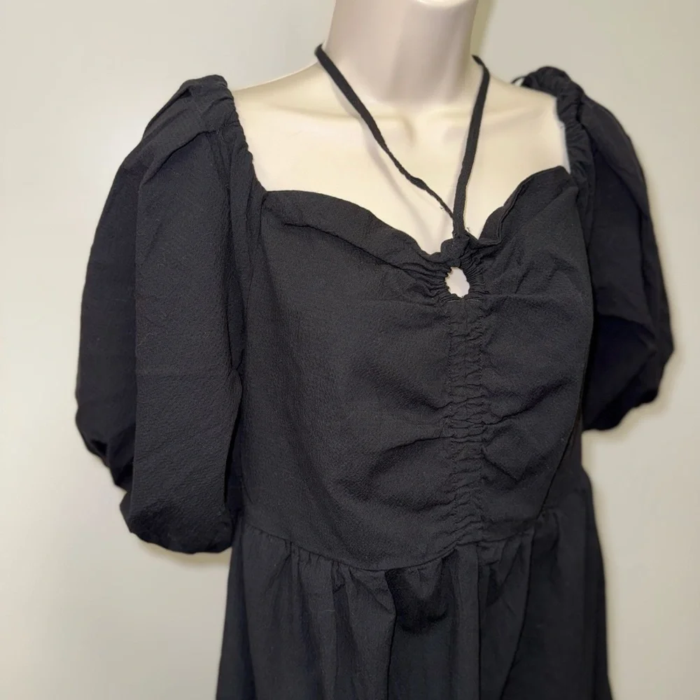 NWT Free Assembly (Medium) Brand New Black Puffer Sleeve Dress - Picture 4 of 7